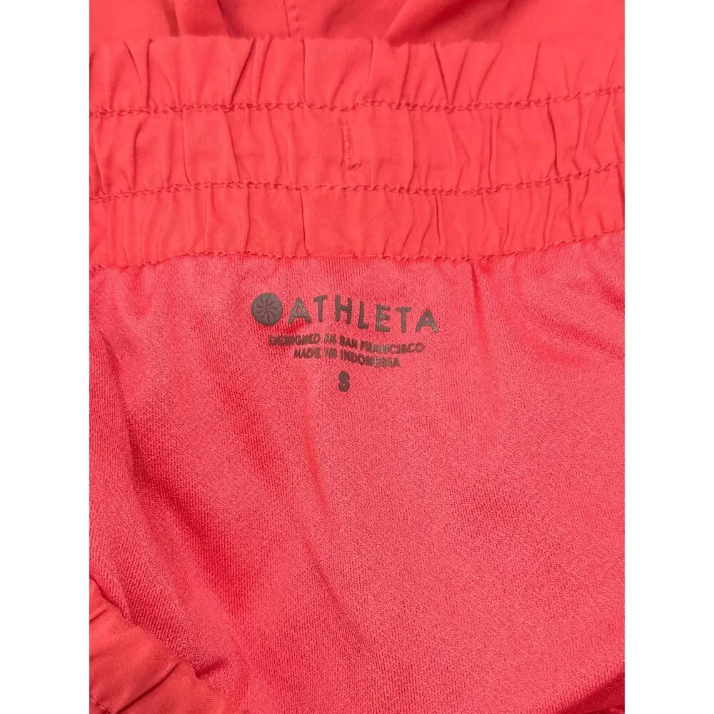Athleta Running Shorts Women’s Small Pink Coral Athletic Lined Activewear 4”